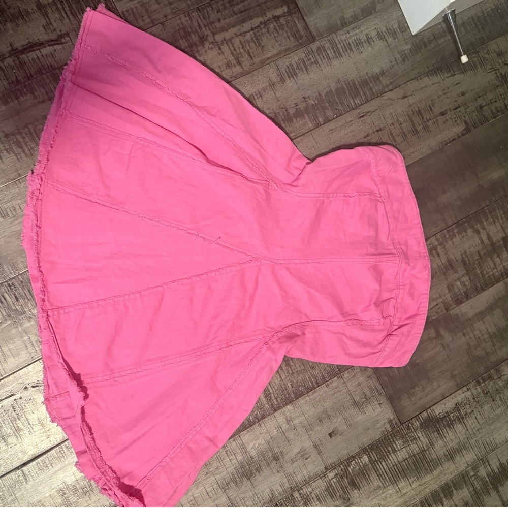 Pilcro Bright Pink Strapless Flared Dress Large